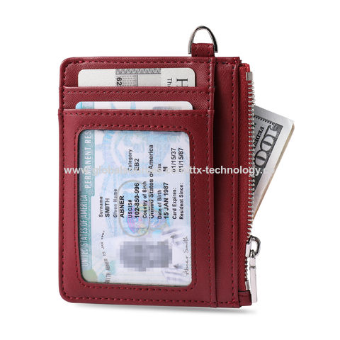 RFID Blocking Genuine Leather Slim Card Holder Case Money Clip Wallets For Men 