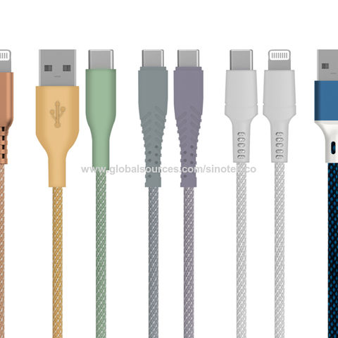 3A Fast charging USB C - USB C Charging/Data cable Multi-color Nylon braided