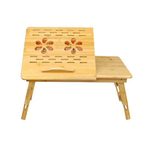 Mesa de Ordenador Portátil Bambú Bandeja de Cama Plegable Reclinable  Ajustable