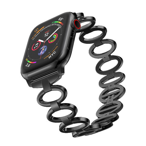 rose gold with black band apple watch