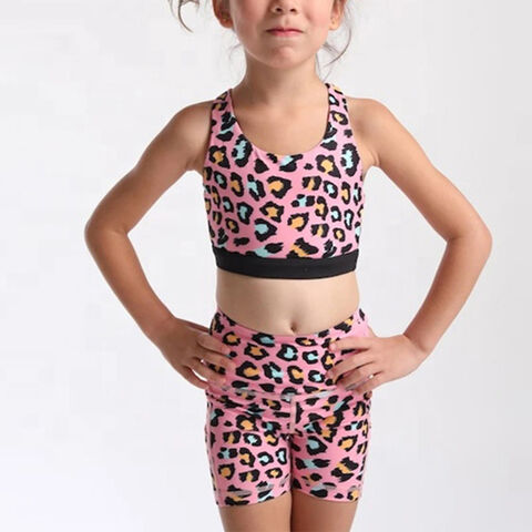 Buy Wholesale China Kids Activewear Custom Logo Pink Leopard Fitness  Workout Biker Shorts Kids Yoga Set With Pocket & Kids Activewear at USD 4.5