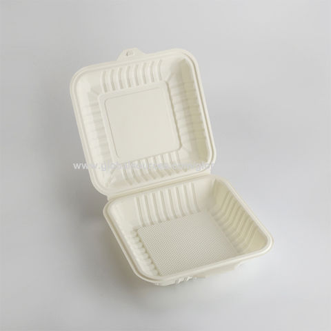 I00000 100 Pack 100% Compostable Food Containers, Disposable Togo Clamshell Containers with Lid, Biodegradable Microwave Safe Take Out Lunch Boxes, Ma