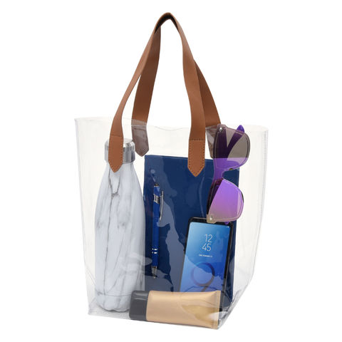 Buy Wholesale China Women Clear Pvc Tote Shopping Bag With Leather Handle &  Clear Pvc Tote Bag at USD 1.89