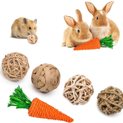 Bunny Chew Toys Rabbit Chew Toys Small Animal Chew Treat Play Balls Rolling Molar Toys Pet Cage Entertainment Accessories for Hamsters Rat Rabbits Guinea Pigs Chinchilla Bunny Gerbils Teeth Grinding
