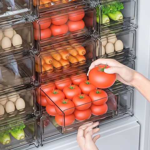  Pursue Caja de almacenamiento para refrigerador, caja de  frigorífico de jamón con tapa, apilable para guardar carne, queso,  contenedor de almacenamiento de alimentos, caja de frescura de huevos,  organizadores de refrigerador