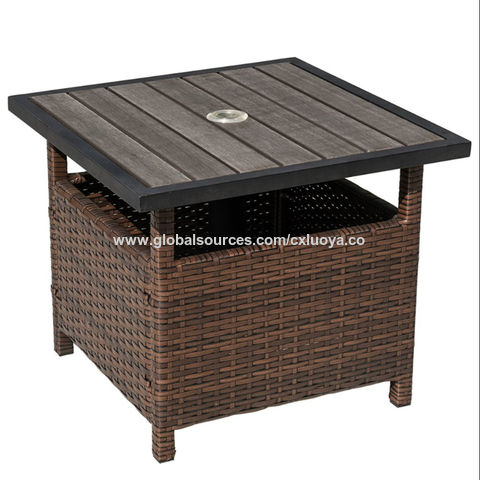 Bulk Buy China Wholesale Patio Rattan Wicker Umbrella Side Table
