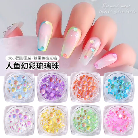 Handmade- All Pixie Iridescent Pixie Dust Mixed With Crystal Press On Nail  Set
