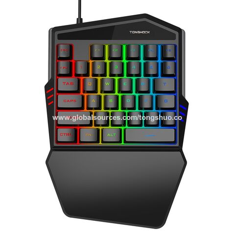 Mini teclado para jogos de uma mão com 35 teclas, retroiluminação arco-íris e descanso de mão largo - Teclados gaming de uma mão for sale at factory direct price
