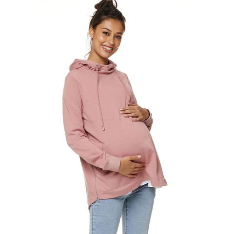 Pregnant Women Maternity Clothes Sweatshirt Hooded Hoodie Zip Jacket Tops US
