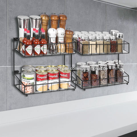 Wall Mounted Storage Holder Stainless Steel Kitchen Seasoning Rack