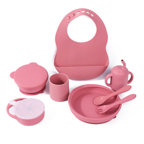 Newest Baby Cutlery Wholesale Baby Feeding Set Silicone Bib