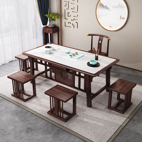 Chinese Tea Set One Congolese Rosewood Kungfu Table Zen Rock Board Dining Furniture Chair China On Globalsources Com Dining Furniture Table Chair, Asian Tea Table With Stools