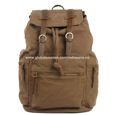 china canvas leather backpack factory Waxed Canvas Rucksack Black / Buckled Top 8 Trusted Backpack Manufacturers