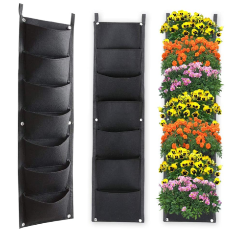 1 Pack-7 Pockets YSBER New Upgraded Deeper and Bigger 1 Pack-7 Pockets Vertical Wall Garden Planter Felt Wall Mount Planter Pouch for Yard Garden Home Decoration. 