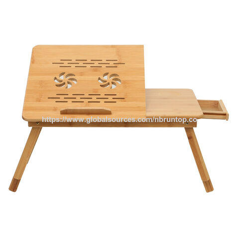 Soportes para portátiles de bambú al por mayor, escritorio ajustable para computadora, bandeja plegable para computadora para sala de estudio