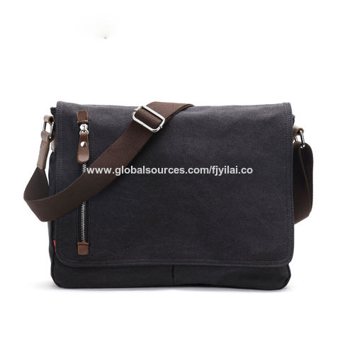 Crossbody Bags Canvas Men Messenger Bags Shoulder Bag Satchel Bag Bookbag-black 