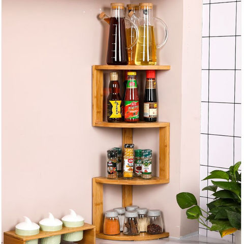 Buy Wholesale China Kitchen Corner Tripod Table Wall Mounted Floor Storage  Organizer Shelf Bamboo Spice Rack & Bamboo Wall Shelves at USD 18.4