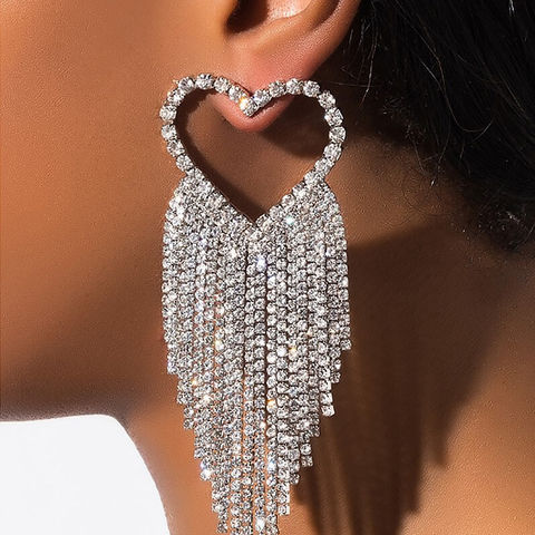 Buy Wholesale China Fashion Love Diamond Tassel Exaggerated Temperament  Long Personality Party Earring & Diamond Tassel Earring at USD 2.5