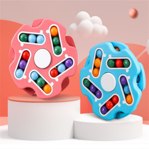 Rotating Magic Beans Cube Fingertip Fidget Toys Kids Adults Stress Relief  Spin Bead Puzzles Children Education Intelligence Game