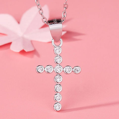 Silver cross necklace for women, stainless steel cross necklace for her, silver  cross necklace for women and girls, Cross necklace for her