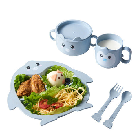 Wheat Divided Plates, Bowls, Chopsticks, Forks, Spoons And Cups