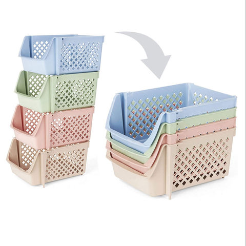 Buy Wholesale China 4-pack Multi Colored Pantry Plastic Stackable Storage  Bins Organizing Bins & Stackable Storage Basket at USD 9.2