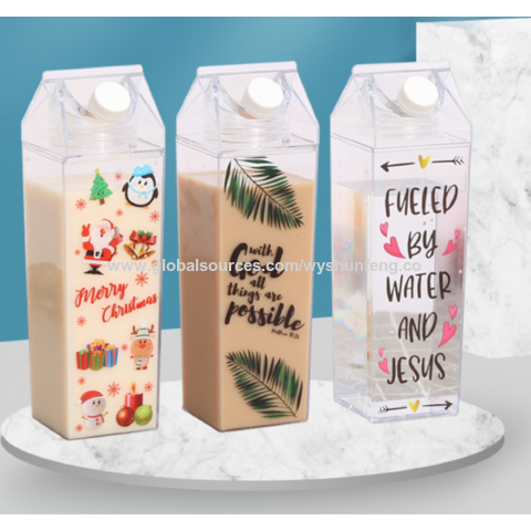 Bouteille d'eau en carton de lait en acrylique transparent de 16 oz