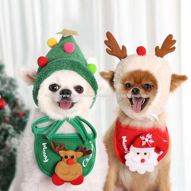 Chiens chats animaux de compagnie chapeaux de Noël bavoirs de salive écharpes Teddy Fadou Poméranie vêtements d'automne et d'hiver for sale at factory direct price