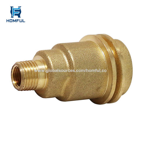 GasSaf QCC1 Propane Adapter Gas Regulator Valve Fitting with Acme Nut and 1/4 Inch Male Pipe Thread 100% Solid Brass 