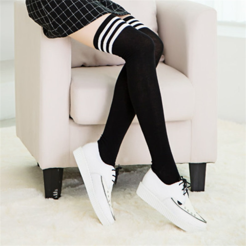 Women Thigh High Sock Long Stripe Stocking Over Knee Socks Girl Winter  Stockings