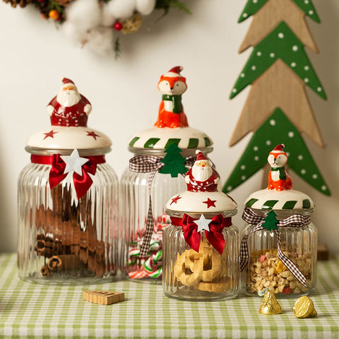  Zsail tarros de cristal con tapa, tarro de caramelo  transparente, regalo decorativo para la boda de la familia, Navidad,  recipientes de almacenamiento de alimentos secos para galletas de azúcar,  chocolates, aperitivos 