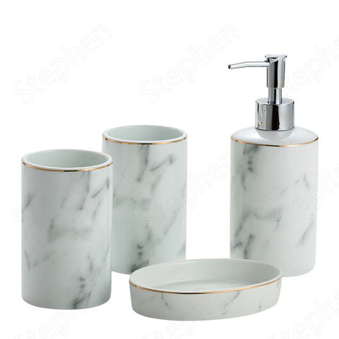 Marble Pattern Bathroom Toiletries Set, Mouthwash Cup, Soap Dish