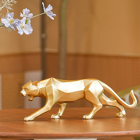 ZXY-NAN Leopard Resin Model Crafts Ornaments Office Bar Sculpture Geometric Statue Animal Origami Abstract Decoration Gift Interesting Home Decoration