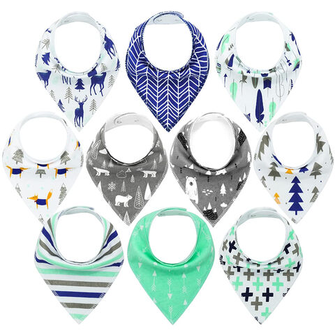 Pacote de 10 Babadores para Bebê Recém-Nascido, Algodão Orgânico, Babadores Bandana para Meninos e Meninas, Impermeáveis for sale at factory direct price