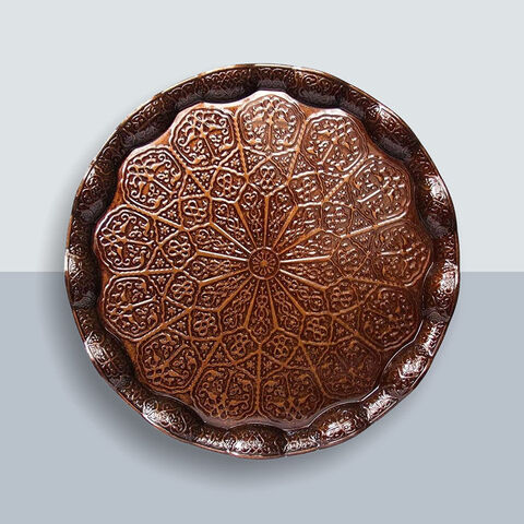 Plateau de Service Ondulé 35cm pour Café Turc Ottoman et Thé (Cuivre Antique) - Idéal pour Hôtellerie et Maison for sale at factory direct price