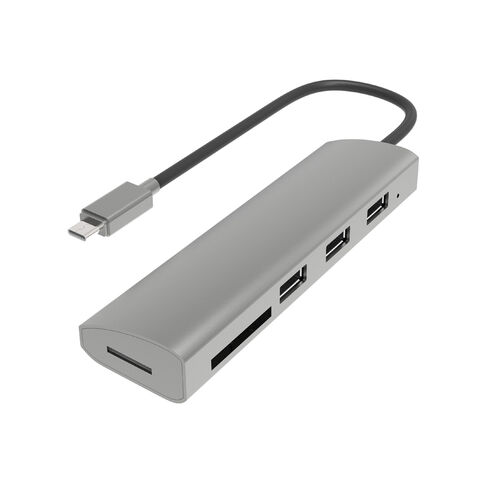 Concentrateur USB 3.0 Gris - Hub USB type c multifonctionnel 5 en