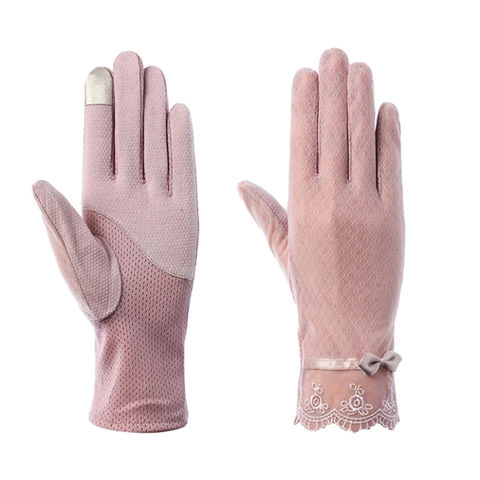 Women Touch Screen Lace Anti UV Driving Gloves Summer Sun Protection Gloves Long