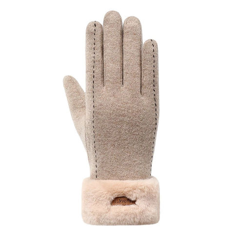 Cotton Winter Warm Knitted Stylish Cashmere Women Touch Screen Gloves Velvet 
