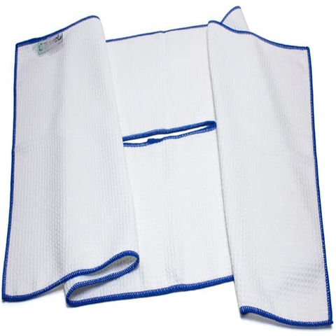Wholesale Tri-fold Waffle Microfiber Golf Towels in Bulk, White