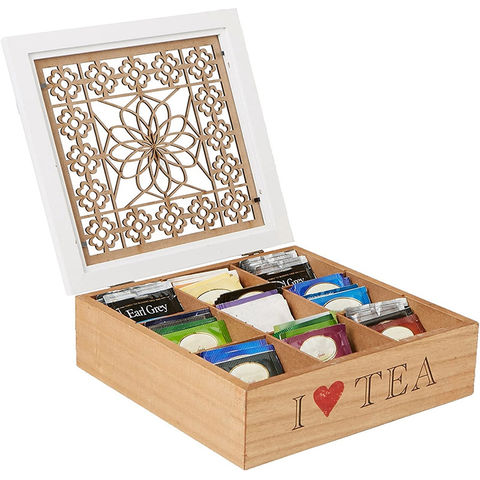 Buy Wholesale China Natural Bamboo Tea Box Storage Organizer 9 Compartments  Tea Bag Holder Natural Wooden Tea Storage & Bamboo Tea Box at USD 5.1