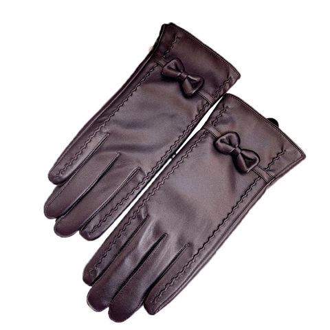 New Women Winter Gloves Pu Leather Plus Velvet Gloves Fashion