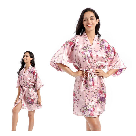 4 Pieces Women's Satin Floral Lace Cami Top Lingerie Pajama Set with Robe  Dressing Gown Kimono Lingerie Set Satin Pyjamas Lace Robe Bra