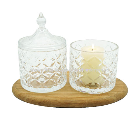 Buy Wholesale China 14oz 400ml Molded Pattern Glass Candle Holders Empty Clear  Candle Jars With Lids Flower Pattern Jars & Glass Candle Jar at USD 0.59