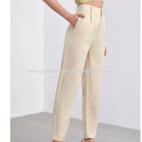 Compre Pantalones De Oficina Elegantes Informales De Cintura Alta De Color  Puro Para Mujer y Pantalones De Oficina Para Mujer de China por 16 USD