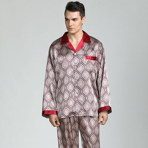 Mens Silk Satin Pajamas Pj Set Top and Bottom Sleepwear Nightwear Casual  pijamas