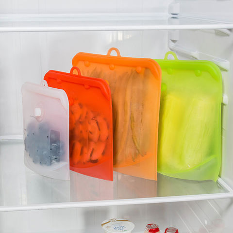 1Pc Storage Food Bag Silicone Freezer Bag Organizer Kitchen Reusable Leakproof 