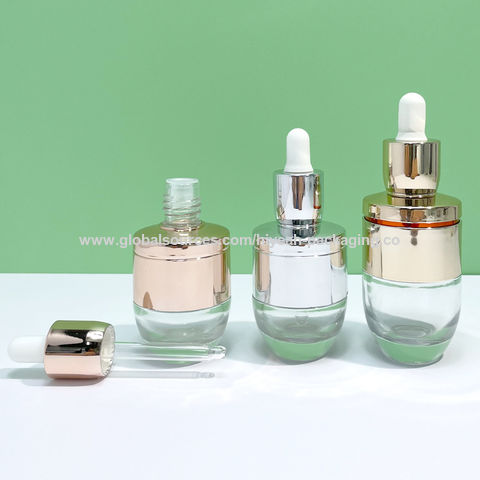 1 oz (30ML) Flat Square Clear Glass Bottles with Serum Droppers