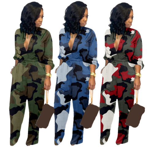 China Los pantalones anchos de la pierna de las nuevas mujeres del invierno  del otoño camuflan el mono encendido Global Sources,el legging,ropa,ropa