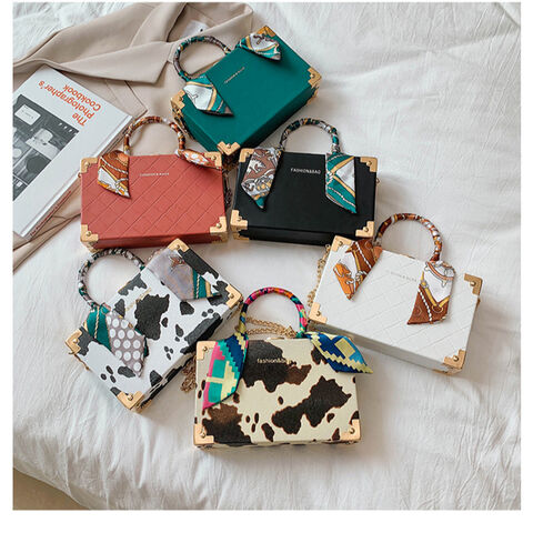 Damenhandtasche 2022, Geldbörse, Handytasche und Make-up-Tasche Sac Femme, 6-farbiges Quadrat mit Schleife, Damentasche
