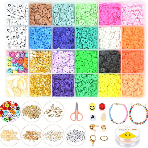 4000PCS Perles pour Bracelet, 6 mm Bricolage Plates Perles Lettres